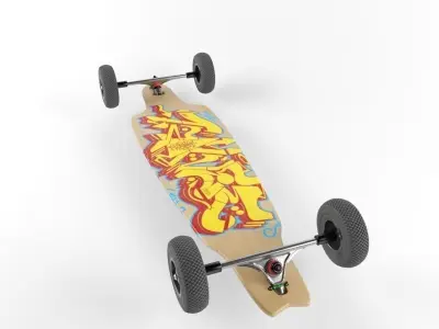 Mountain Longboard and Custom Skateboard Ultra Realistic 3D model