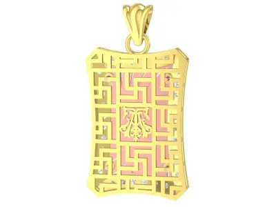 Luxury Horse Pattern Rectangular Pendant 3D Jewelry Model  3343 3D print model