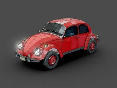 Volks wagen Beetle 1967 Lowpoly Low-poly 3D model