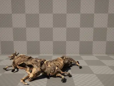 Dead Farm Animals Low-poly 3D model