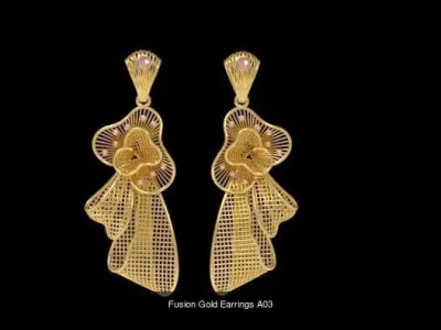 Fusion Gold Earrings EAA Collection 3D Model Pack