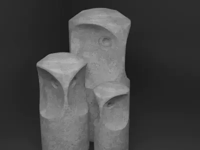 OWL stone statuette Low-poly 3D model