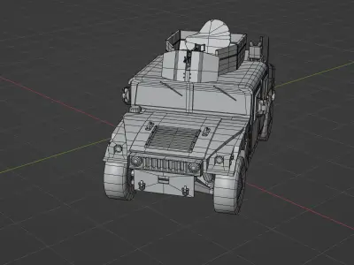 HMMWV m1114 and m1151 with 4 weapons Low-poly 3D model