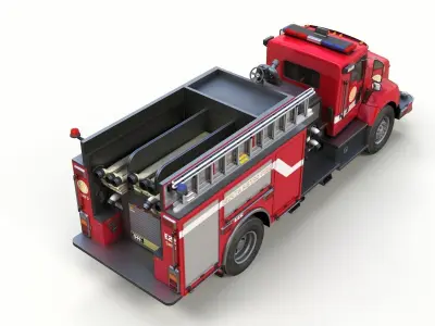 Kenworth T370 Firetruck Low-poly 3D model