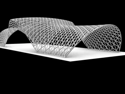 Pavilion Triangulated Wireframe Architecture Parametric v6 3D model
