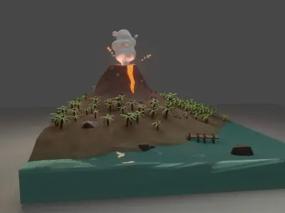 Volcanic Island Free low-poly 3D model