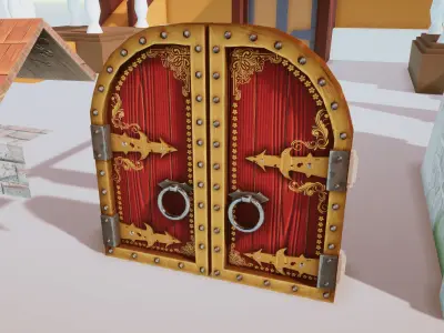 Stylized Medieval Town Props Kit 15 Items Low-poly 3D model