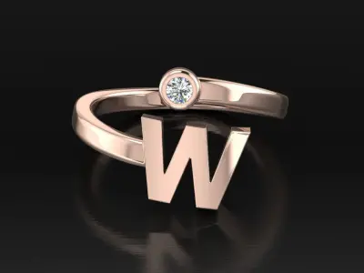 Jewelry Alphabet Ring W 3D print model