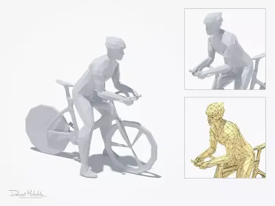 Bicycle Man Sport Pose Low-poly 3D model