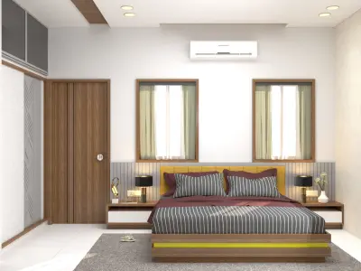 Simple and Modern Bedroom interior scene 3D model
