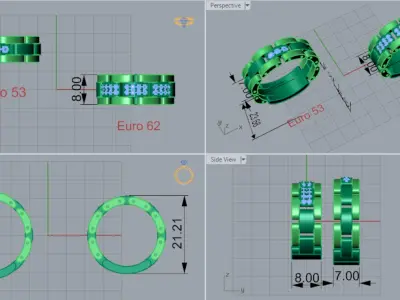 Luxury couple Rolex design diamond ring model cr0018 3D print model
