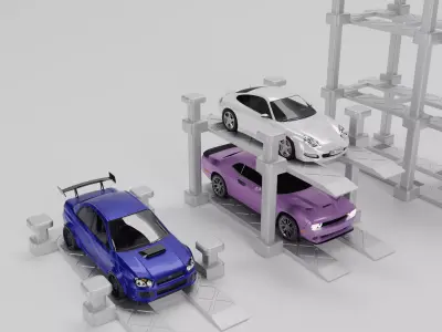 1 64 Scale Modular Car Lift Stackable Diorama  3D Print Files 3D print model