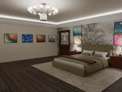 Luxury Modern Bedroom 3D Model Low-poly 3D model