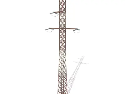Electricity Pole 16 Weathered Low-poly 3D model