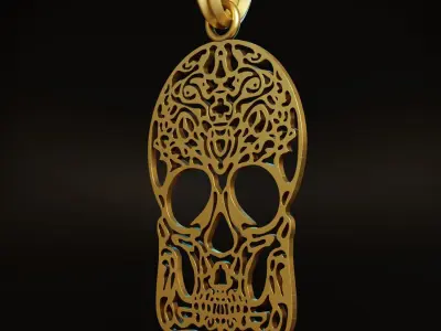 Skull Stylized Pendant Amulet Necklace Design 3D print model