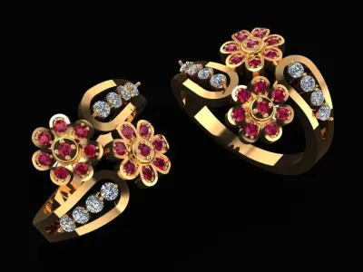 Women Ring 24 stylish flower shaped diamond ring for women 3D print model