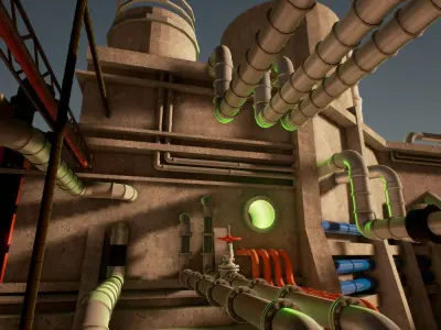 Pipes and ventilations Low-poly 3D model