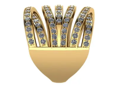 criss cross multiple row ring with pave  3D print model