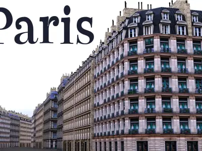 Paris 3 module Building Pack Free low-poly 3D model