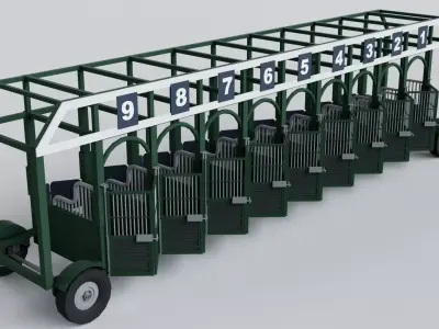 Horse Racing Track Starting Game Ready 3D model