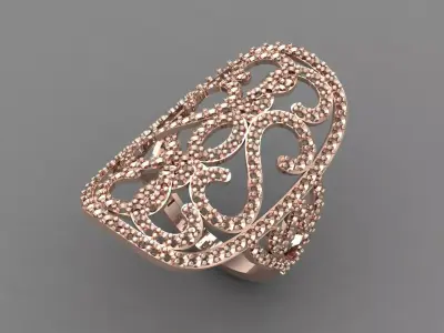 Vintage Womens Diamond Ring Women Rings 3dmodels 3D print model 3D print model 5