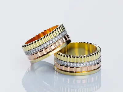 Quatre radiant edition wedding band style All sizes collection 3D print model