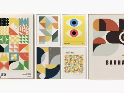 Bauhaus Multicolor Posters 3D model
