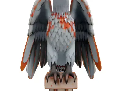 Stylized Weathered Eagle Statue Sculpture Low-poly 3D model