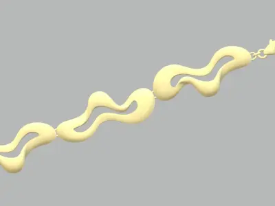 Bracelet - 2 gold with wavy lines 3D print model