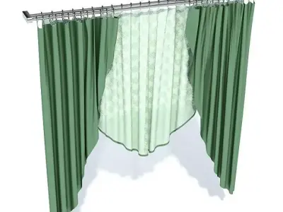 Long Green Curtains 3D model