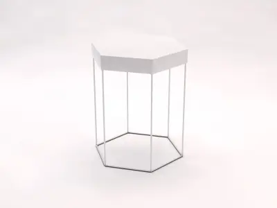 SIDE TABLE---Iron tray hexagonal and rods 3D model