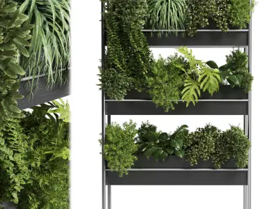 Indoor plant-plant stand metal vase 02 Low-poly 3D model