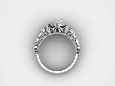 ring with diamond 3D print model 2