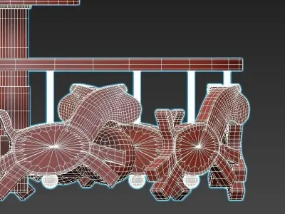 pony-p105 ceiling light with wooden horses 3D model