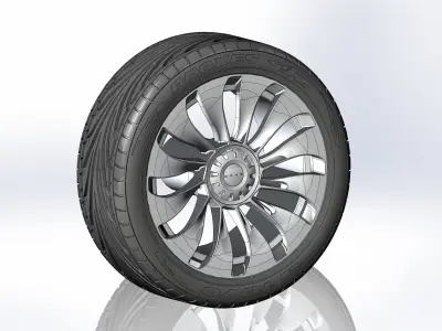 Wheel for scale model tire with realistic tread pattern 3 3D print model