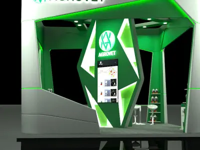 5x5m roofed stand 3D model