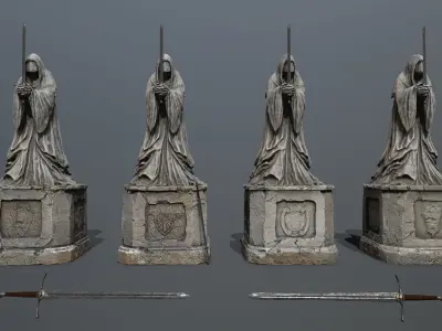 Ruin set Low-poly 3D model