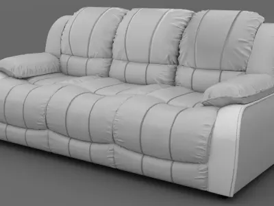 Three seater sofa Low-poly 3D model