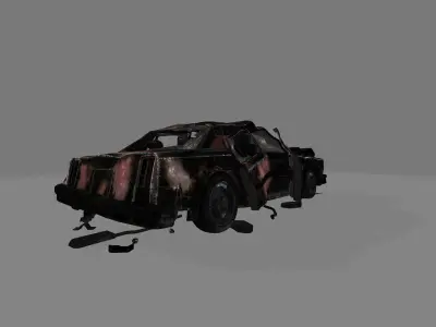 wrecked car Low-poly 3D model