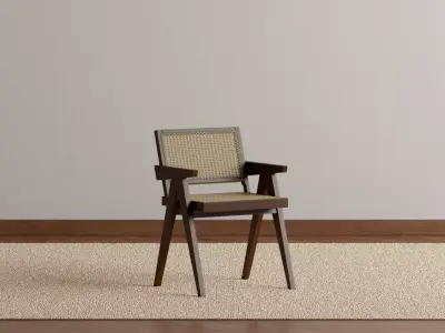 Mid Century Cane Chair 3D model