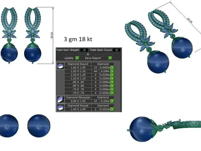 Women Earrings 3dm STL OBJ FBX Renders Details 3D print model 16