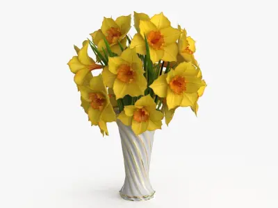 Narcissus  Bouquet Flowers Low-poly 3D model