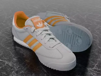 ADIDAS 3D SHOES - WHIE - ORANGE Low-poly 3D model