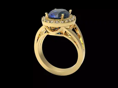 Oval tanzanite ring 3D print model