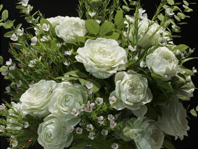 Flower Set 042 white rose wax flower 3D model
