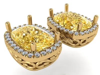 Cushion Halo Earring 1593 3D print model