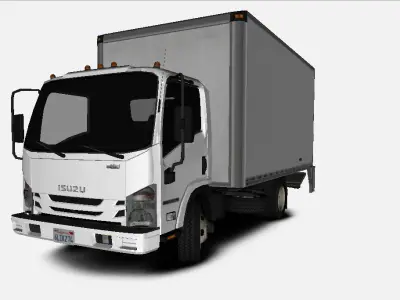 Isuzu NPR 2017 US-Spec Box Truck with Simple Interior  Low-poly 3D model