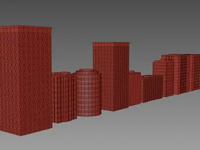 low poly buildings  pack Free low-poly 3D model