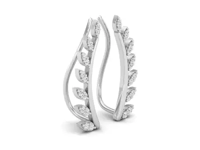 AV 432 Diamond Ladies Leaf Shaped Climber Earrings 3D print model