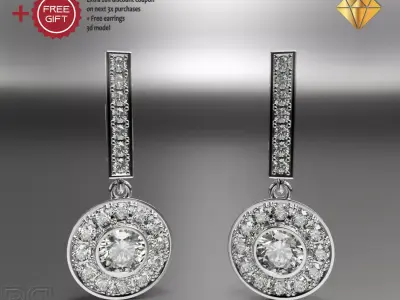 luxury diamond pendant earrings solid beautyful style ear ring 3D print model